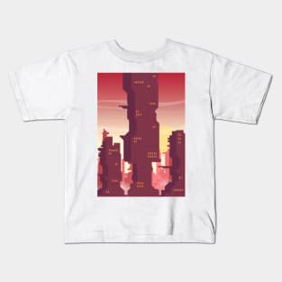 Cyberpunk City Sunrise Kids T-Shirt